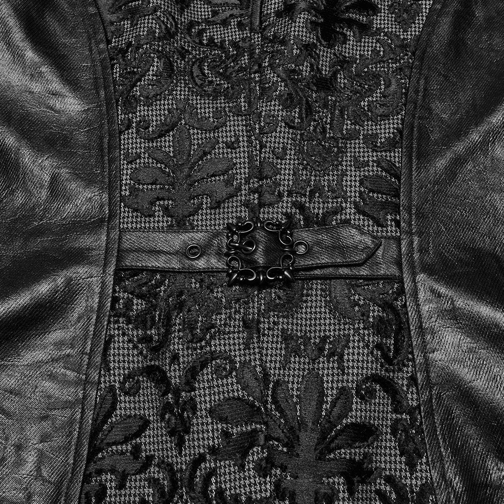 WY-1793MJM Mens Gothic Vest Embroidered Lace Button Up Vintage Style