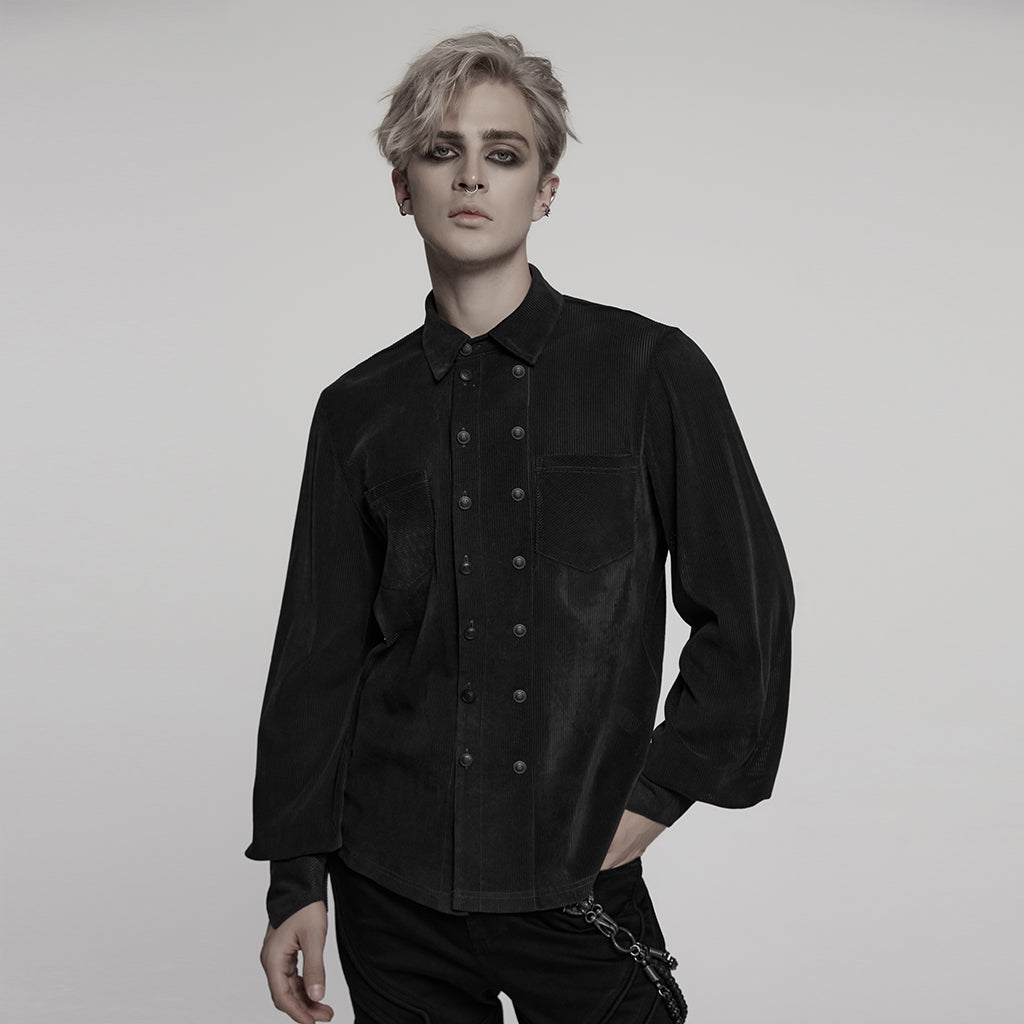 WY-1794CCM Mens Gothic Velvet Double Breasted Burgundy Shirt Trendy