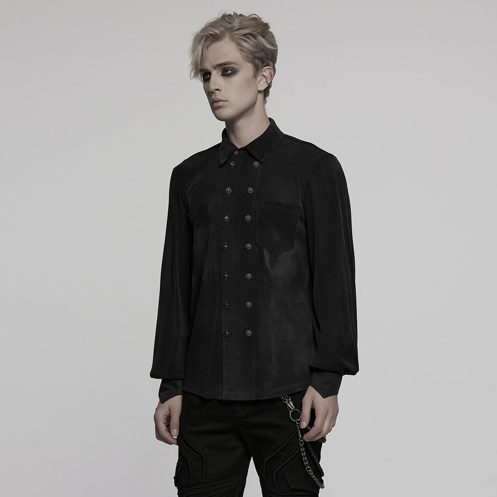WY-1794CCM Mens Gothic Velvet Double Breasted Burgundy Shirt Trendy