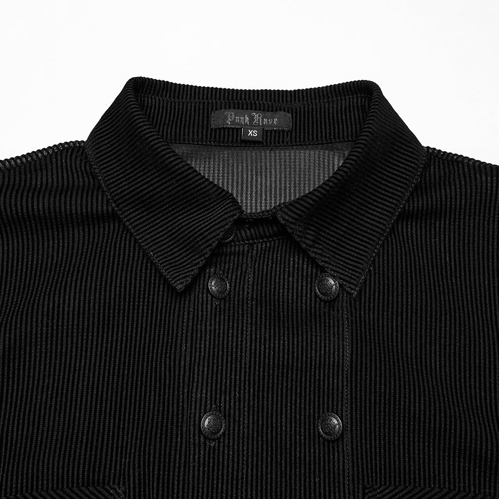 WY-1794CCM Mens Gothic Velvet Double Breasted Burgundy Shirt Trendy