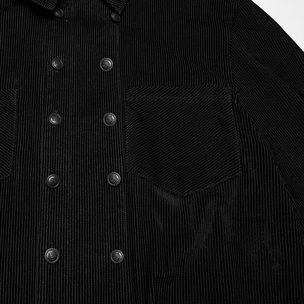 WY-1794CCM Mens Gothic Velvet Double Breasted Burgundy Shirt Trendy