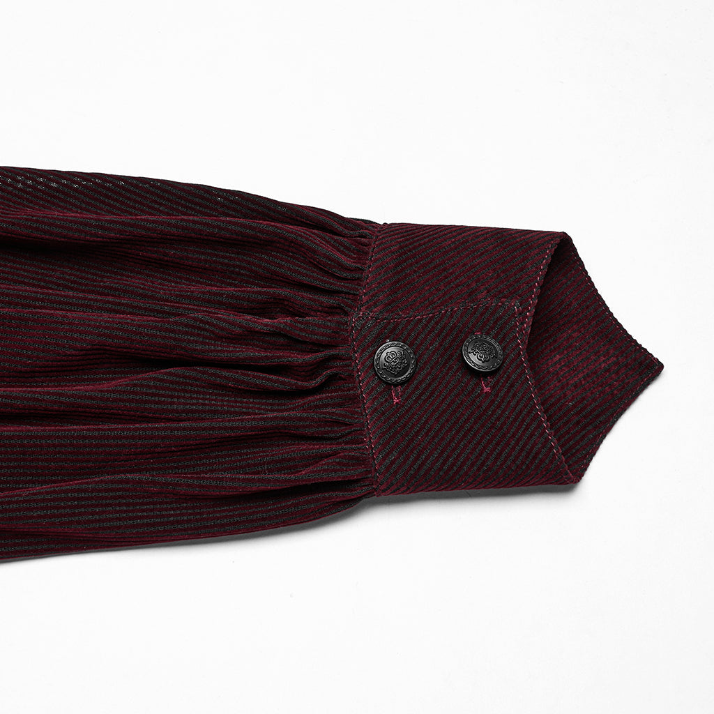 WY-1794CCM Mens Gothic Velvet Double Breasted Burgundy Shirt Trendy