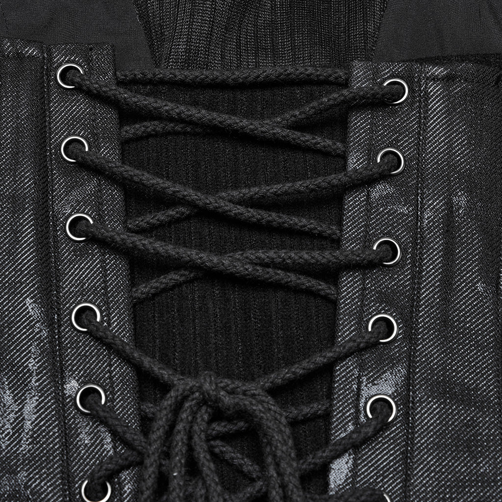 WY-1802MXF Edgy Punk Corset with Red Snakeskin Look and Buckle Straps