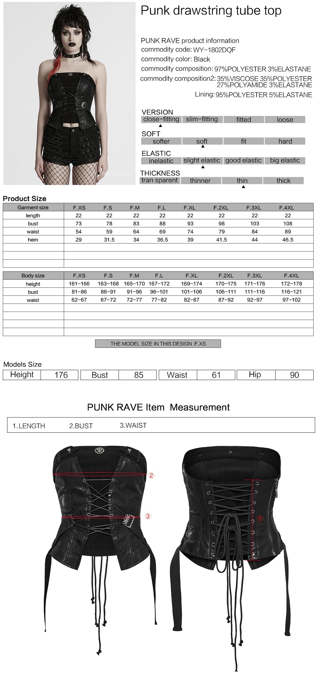 WY-1802MXF Edgy Punk Corset with Red Snakeskin Look and Buckle Straps