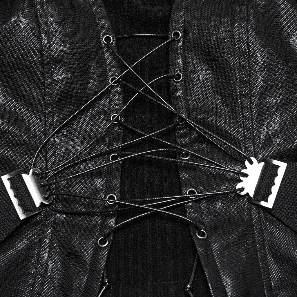 WY-1802MXF Edgy Punk Corset with Red Snakeskin Look and Buckle Straps