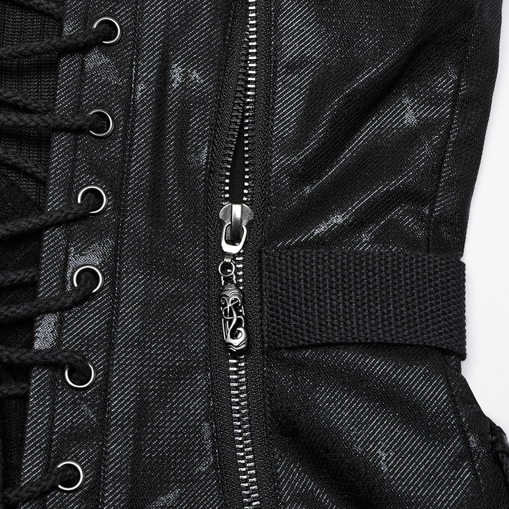 WY-1802MXF Edgy Punk Corset with Red Snakeskin Look and Buckle Straps