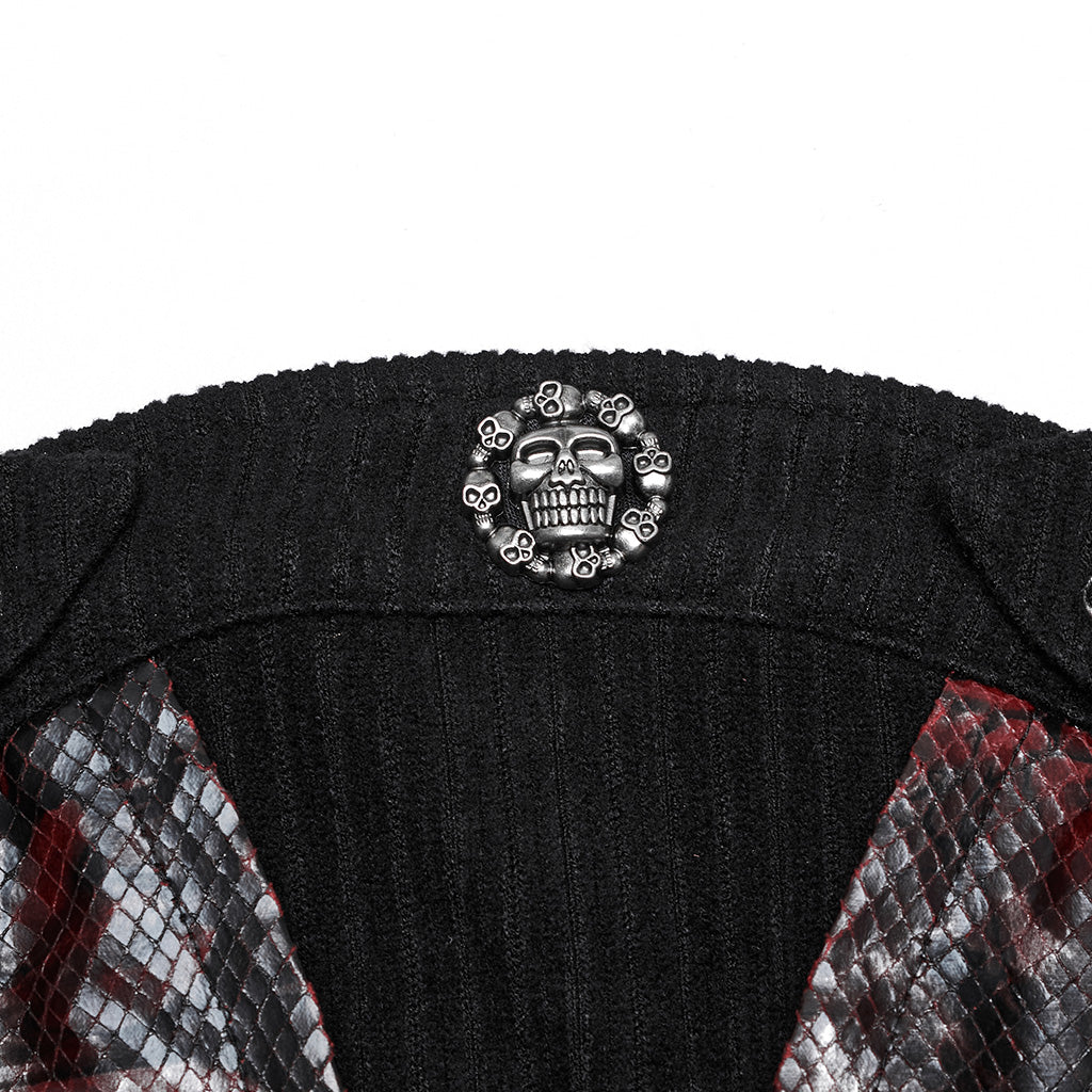 WY-1802MXF Edgy Punk Corset with Red Snakeskin Look and Buckle Straps