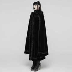 WY-1811DPF Gothic Coat Elegant Black Velvet Victorian Long Cloak