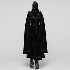 WY-1811DPF Gothic Coat Elegant Black Velvet Victorian Long Cloak