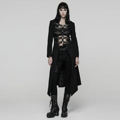 WY-1814XCF Steampunk Buckle Strap Long Gothic Punk Coat Retro Style