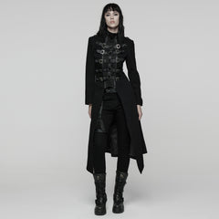 WY-1814XCF Steampunk Buckle Strap Long Gothic Punk Coat Retro Style