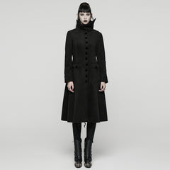 WY-1817ECF Gothic Coat Women Victorian High Collar Long Black Overcoat