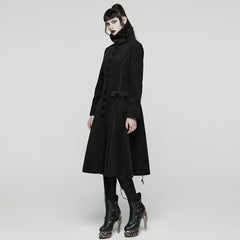 WY-1817ECF Gothic Coat Women Victorian High Collar Long Black Overcoat