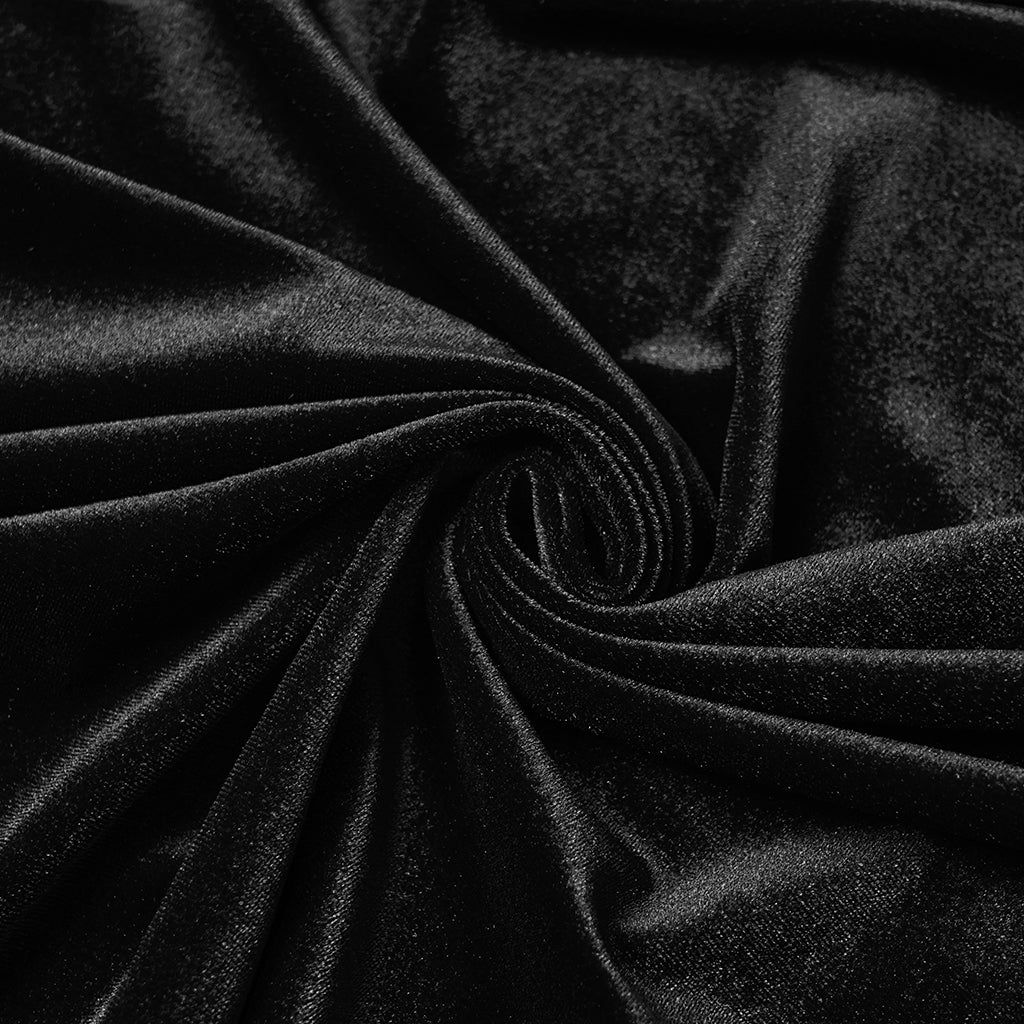 WY-1824DPF Velvet Gothic Coat with Hood and Elegant Lace Trim