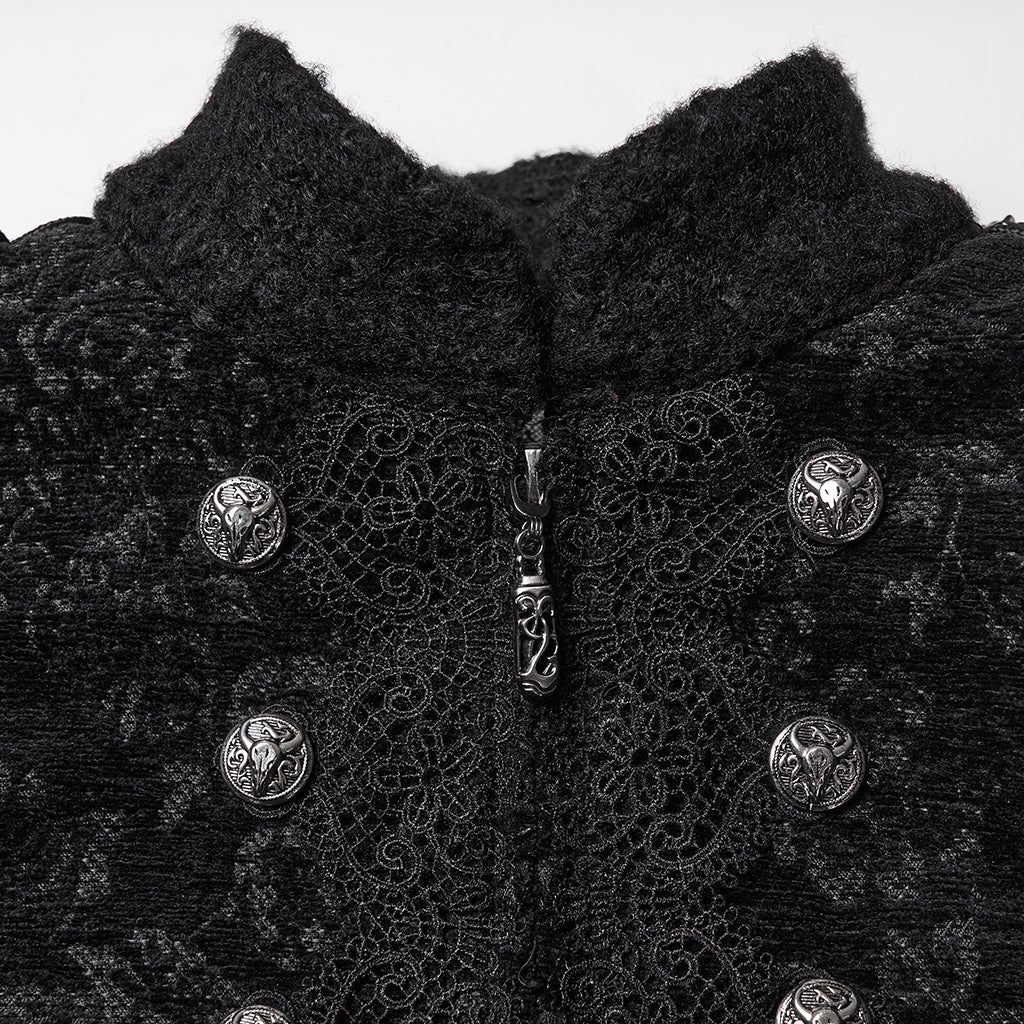 WY-1827XCF Womens Long Black Gothic Coat Victorian Military Style Jacket