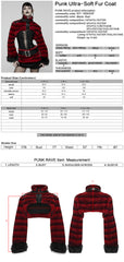 WY-1830XDF Faux Fur Punk Coat Cropped Black Red Striped Jacket