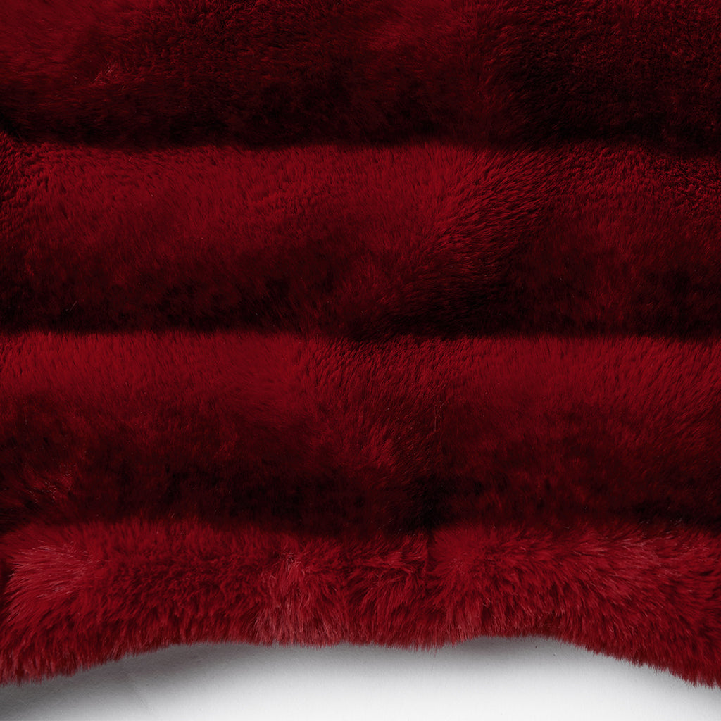 WY-1830XDF Faux Fur Punk Coat Cropped Black Red Striped Jacket