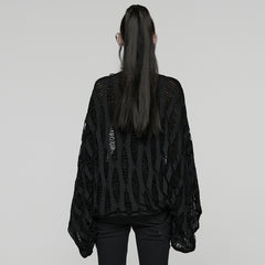 WY-1832DPF Punk Sweater Gothic Lace-Up Open Front Cardigan