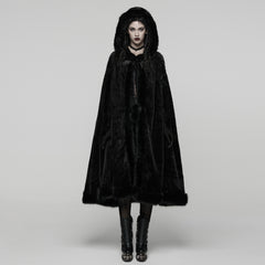 WY-1834DPF Gothic Coat Faux Fur Hooded Cape Elegant Cloak