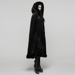 WY-1834DPF Gothic Coat Faux Fur Hooded Cape Elegant Cloak
