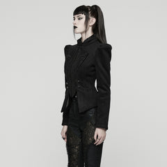 WY-1841EDF Gothic Coat Elegant Tailored Black Embroidered Victorian Design