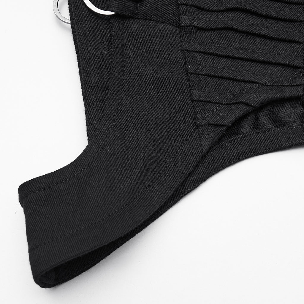 WY-1843MJF Gothic Hooded Punk Vest with Zipper and Buckle Details