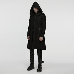 WY-1846XCM Gothic Hooded Punk Coat with Steampunk Shoulder Details