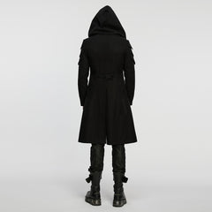 WY-1846XCM Gothic Hooded Punk Coat with Steampunk Shoulder Details