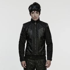 WY-1848XDM Mens Steampunk Leather Punk Jacket with Rivet Detailing