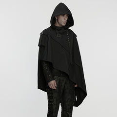 WY-1856DPM Gothic Asymmetrical Punk Coat with Hood and Buckle Detail