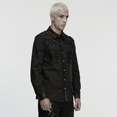 WY-1862CCM Gothic Punk Shirts with Leather Accents and Buckle Details