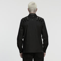WY-1862CCM Gothic Punk Shirts with Leather Accents and Buckle Details