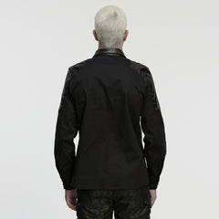 WY-1863CCM Edgy Gothic Punk Shirts with Leather Panel Detailing