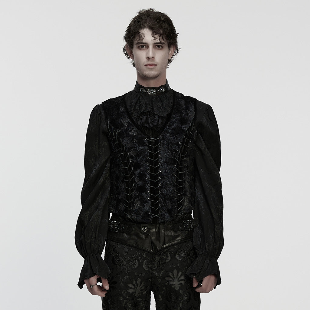 WY-1867MJM Gothic Vest Victorian Lace-Up Brocade Long Sleeve Jacket