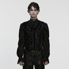 WY-1867MJM Gothic Vest Victorian Lace-Up Brocade Long Sleeve Jacket