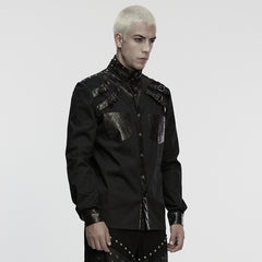 WY-1873CCM Edgy Punk Shirts with Buckle Strap Details Gothic Style