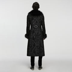 WY-1882XCM Mens Gothic Coat Faux Fur Trim Vintage Long Overcoat