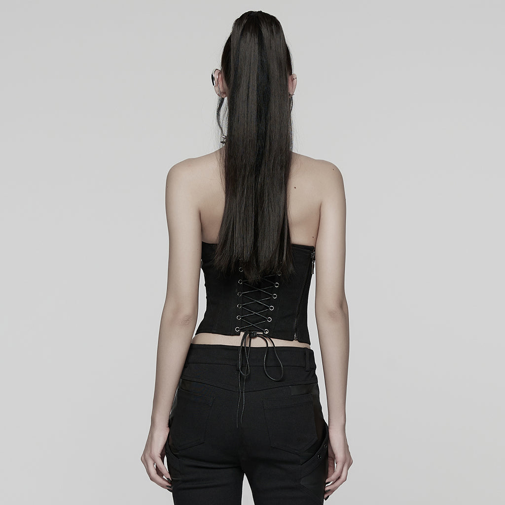 WY-1905SYF Edgy Lace-Up Punk Corset with Gothic Strap Design