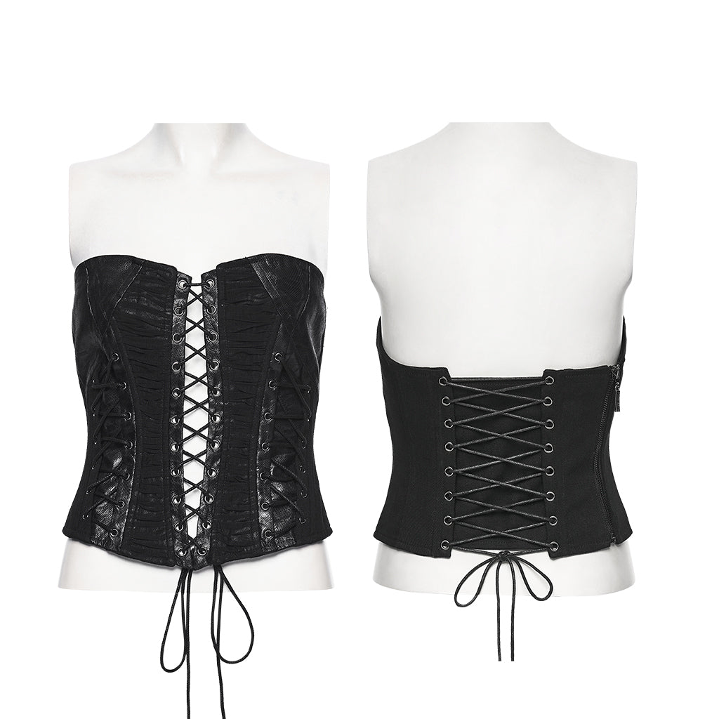 WY-1905SYF Edgy Lace-Up Punk Corset with Gothic Strap Design