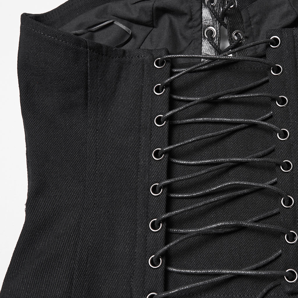 WY-1905SYF Edgy Lace-Up Punk Corset with Gothic Strap Design