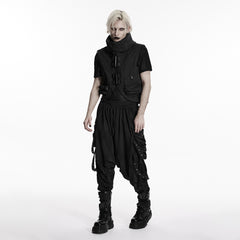 WY-1929MJM Gothic Black High Collar Tactical Punk Vests with Utility Pockets