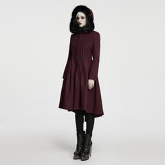 WY-1968ECF Gothic Coat with Black Fur Collar and High Low Hem Design