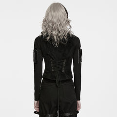 WY-1970MJF Gothic Leather Buckle Lace Up Punk Vests for Women