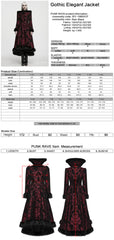 WY-1980XCF Gothic Jacket Long Red Brocade Black Fur Trimmed Coat