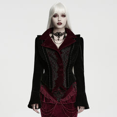 WY-1981DQF Victorian Velvet Lace Trim Gothic Jacket with Flared Sleeves