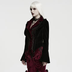 WY-1981DQF Victorian Velvet Lace Trim Gothic Jacket with Flared Sleeves