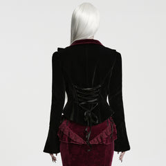 WY-1981DQF Victorian Velvet Lace Trim Gothic Jacket with Flared Sleeves