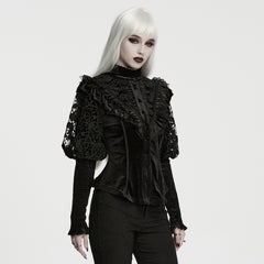 WY-1983CCF Gothic Shirts Velvet Lace Ruffled Victorian Style Blouse