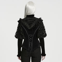 WY-1983CCF Gothic Shirts Velvet Lace Ruffled Victorian Style Blouse