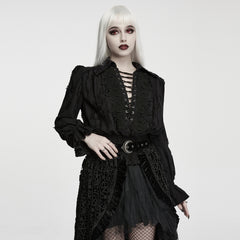 WY-1984CCF Lace Up Gothic Shirts with Lace Detail and Ruffled Sleeves